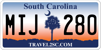 SC license plate MIJ280