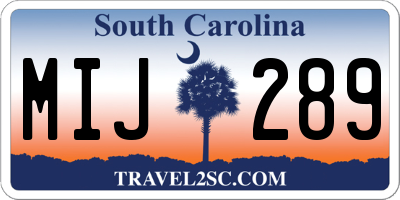 SC license plate MIJ289