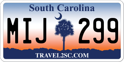SC license plate MIJ299