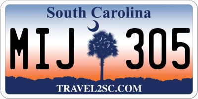 SC license plate MIJ305