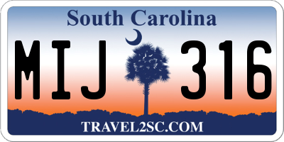 SC license plate MIJ316