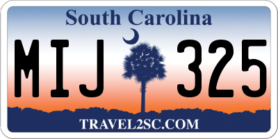 SC license plate MIJ325