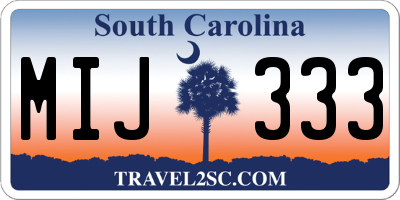 SC license plate MIJ333