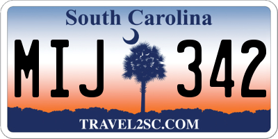 SC license plate MIJ342