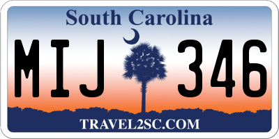 SC license plate MIJ346