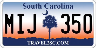 SC license plate MIJ350