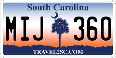 SC license plate MIJ360