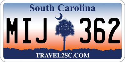SC license plate MIJ362