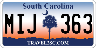SC license plate MIJ363