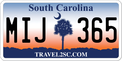 SC license plate MIJ365