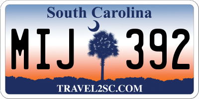 SC license plate MIJ392
