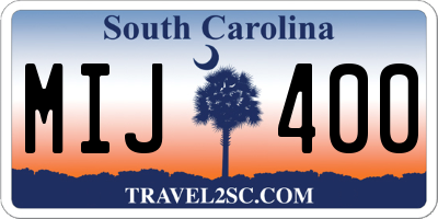SC license plate MIJ400