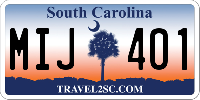 SC license plate MIJ401