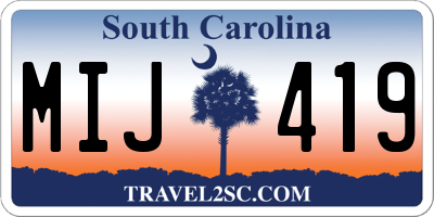 SC license plate MIJ419