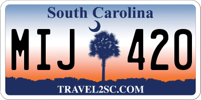 SC license plate MIJ420