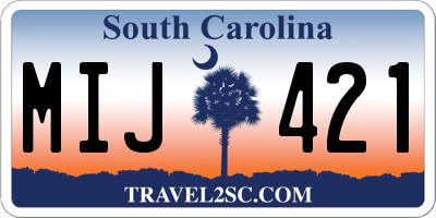 SC license plate MIJ421