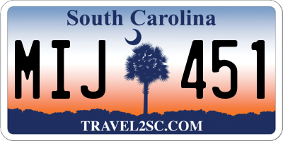 SC license plate MIJ451
