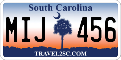 SC license plate MIJ456