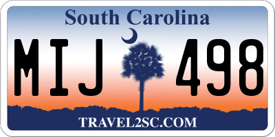 SC license plate MIJ498