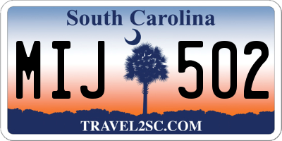 SC license plate MIJ502