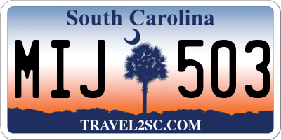 SC license plate MIJ503