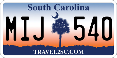 SC license plate MIJ540
