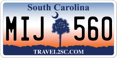 SC license plate MIJ560