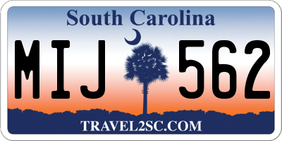 SC license plate MIJ562