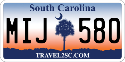 SC license plate MIJ580