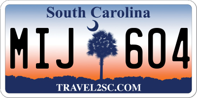 SC license plate MIJ604
