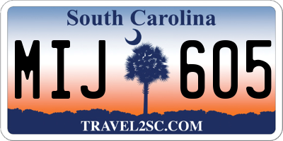 SC license plate MIJ605