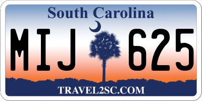 SC license plate MIJ625