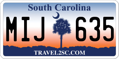 SC license plate MIJ635