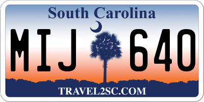 SC license plate MIJ640