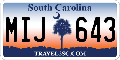 SC license plate MIJ643