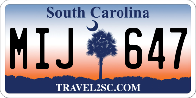 SC license plate MIJ647