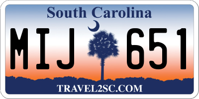 SC license plate MIJ651