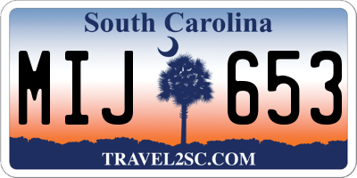 SC license plate MIJ653
