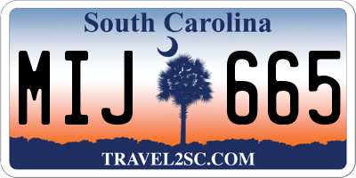 SC license plate MIJ665