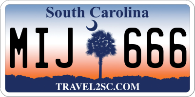 SC license plate MIJ666