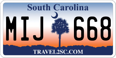 SC license plate MIJ668