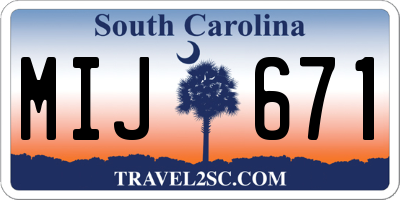 SC license plate MIJ671
