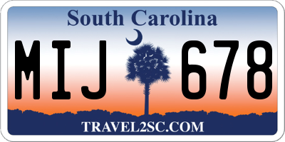 SC license plate MIJ678