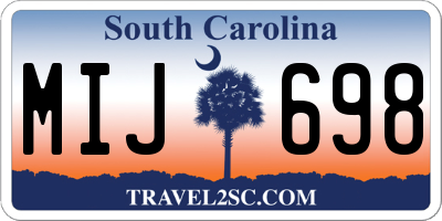 SC license plate MIJ698