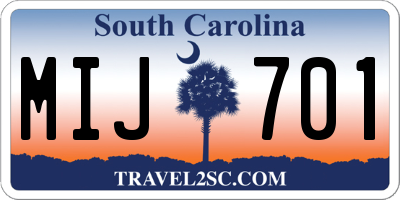 SC license plate MIJ701