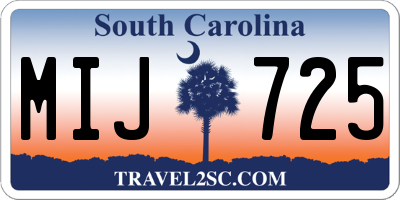 SC license plate MIJ725