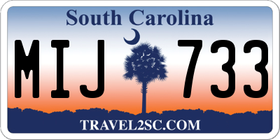 SC license plate MIJ733