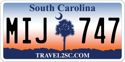 SC license plate MIJ747