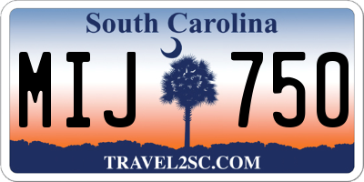 SC license plate MIJ750