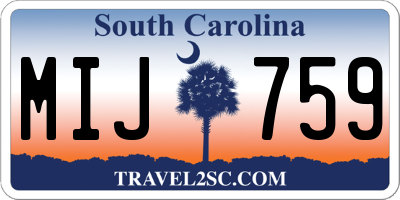 SC license plate MIJ759